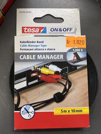 Kabalband svart 5 m x 1 cm